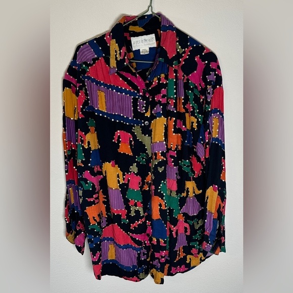 A Pea in the Pod Vintage Womens Maternity Art To Wear Festival Sequin Blouse M - Picture 1 of 5